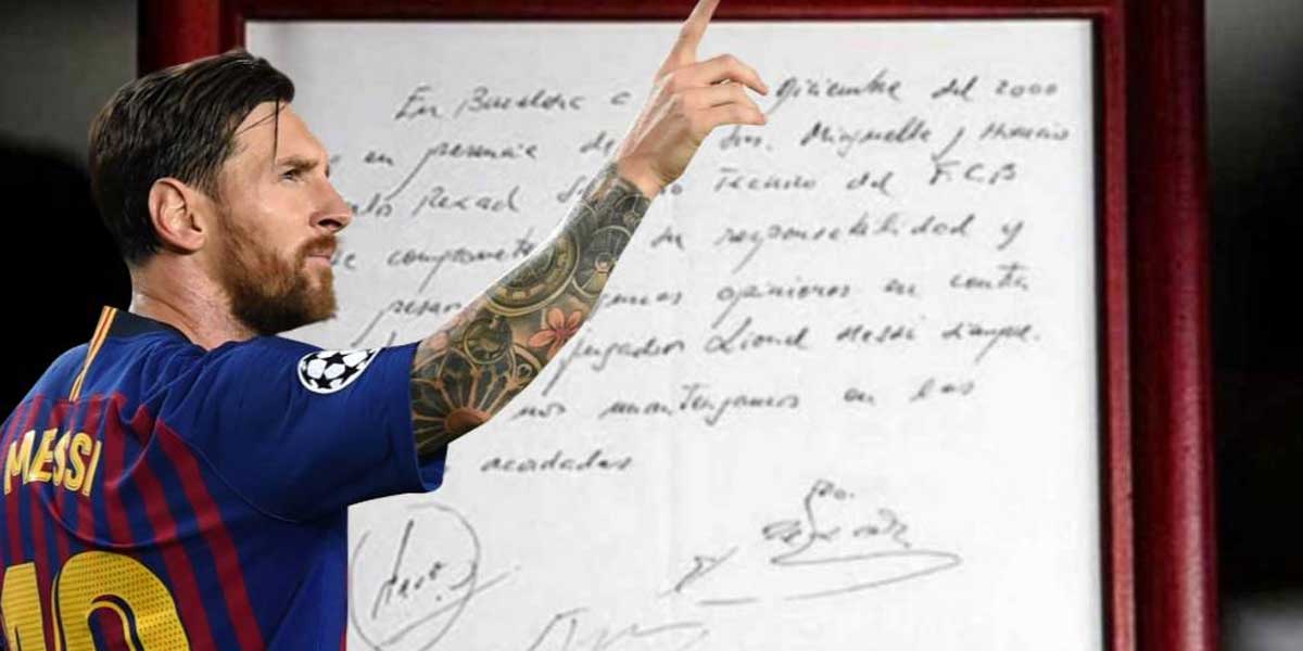 মেসির চুক্তির ন্যাপকিন